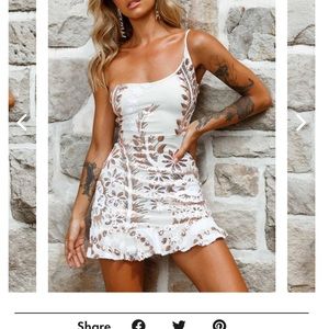 cream dress with sequin floral pattern, fits like 1st photo, design is 2nd photo